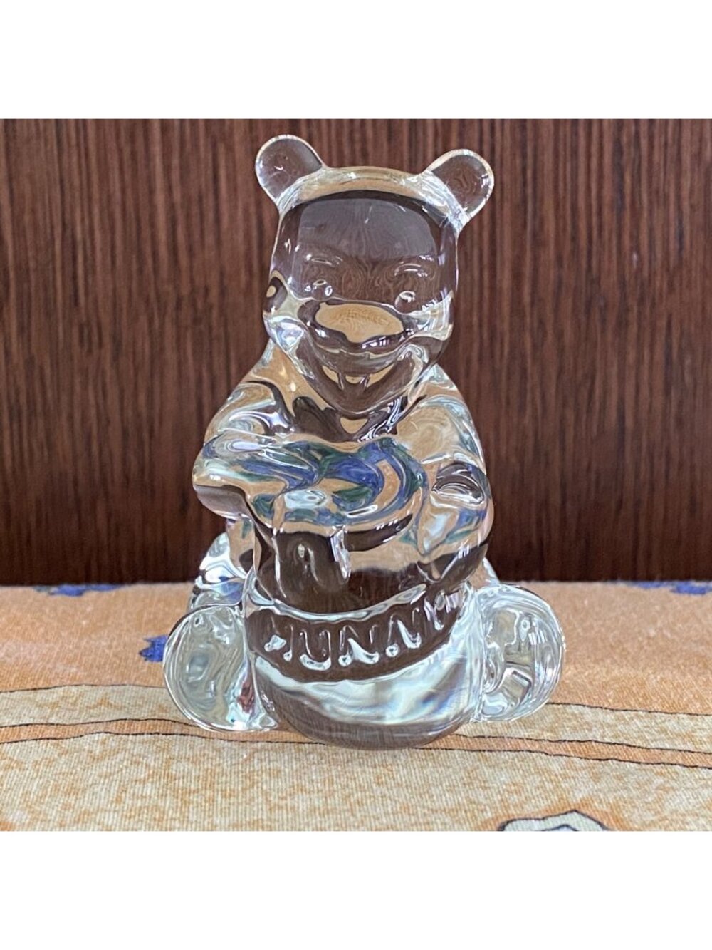 Disney Winnie The Pooh Clear Glass Figurine 3" Tall Collectible Display Piece